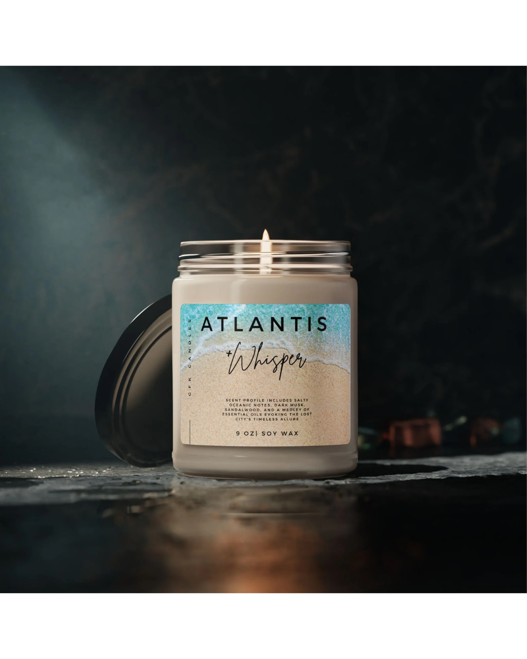 Atlantis Whisper Scented Soy Candle, 9oz