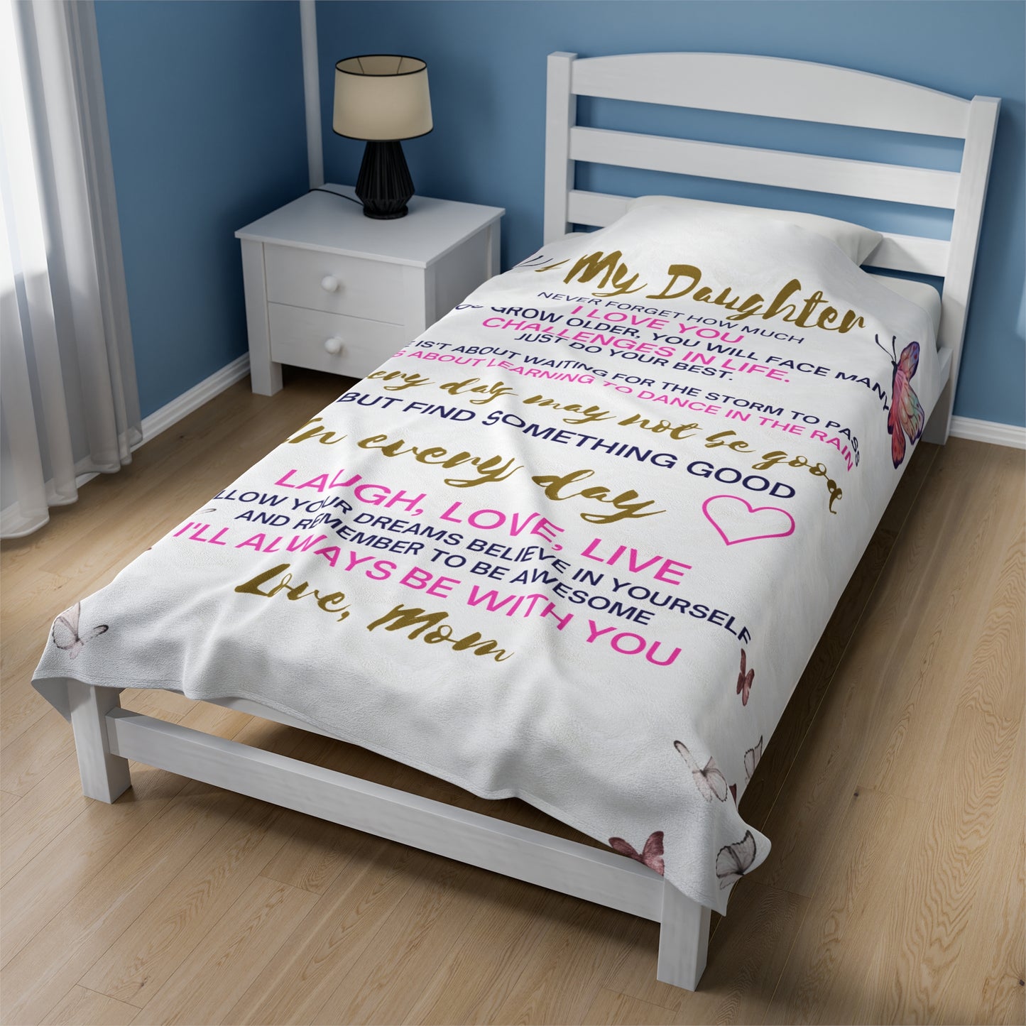 Custom Personalized Velveteen Plush Blanket For My Daughter