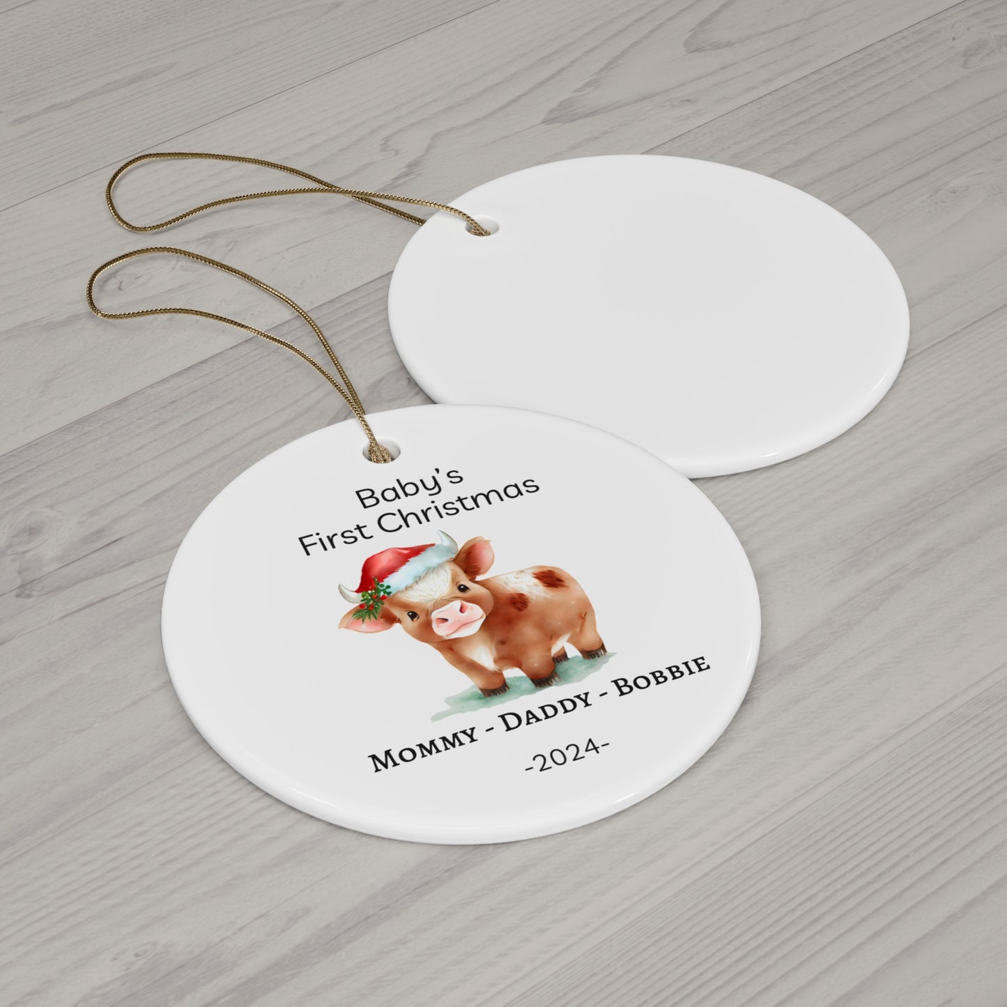 1st Christmas New Baby Personalized Ornament Baby Calf
