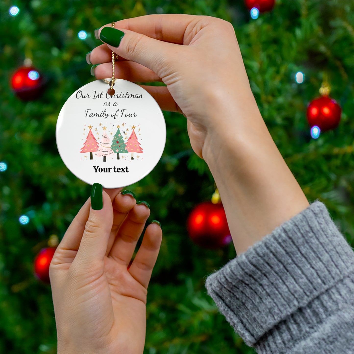 Family of Four custom Personalized Ceramic Ornamen