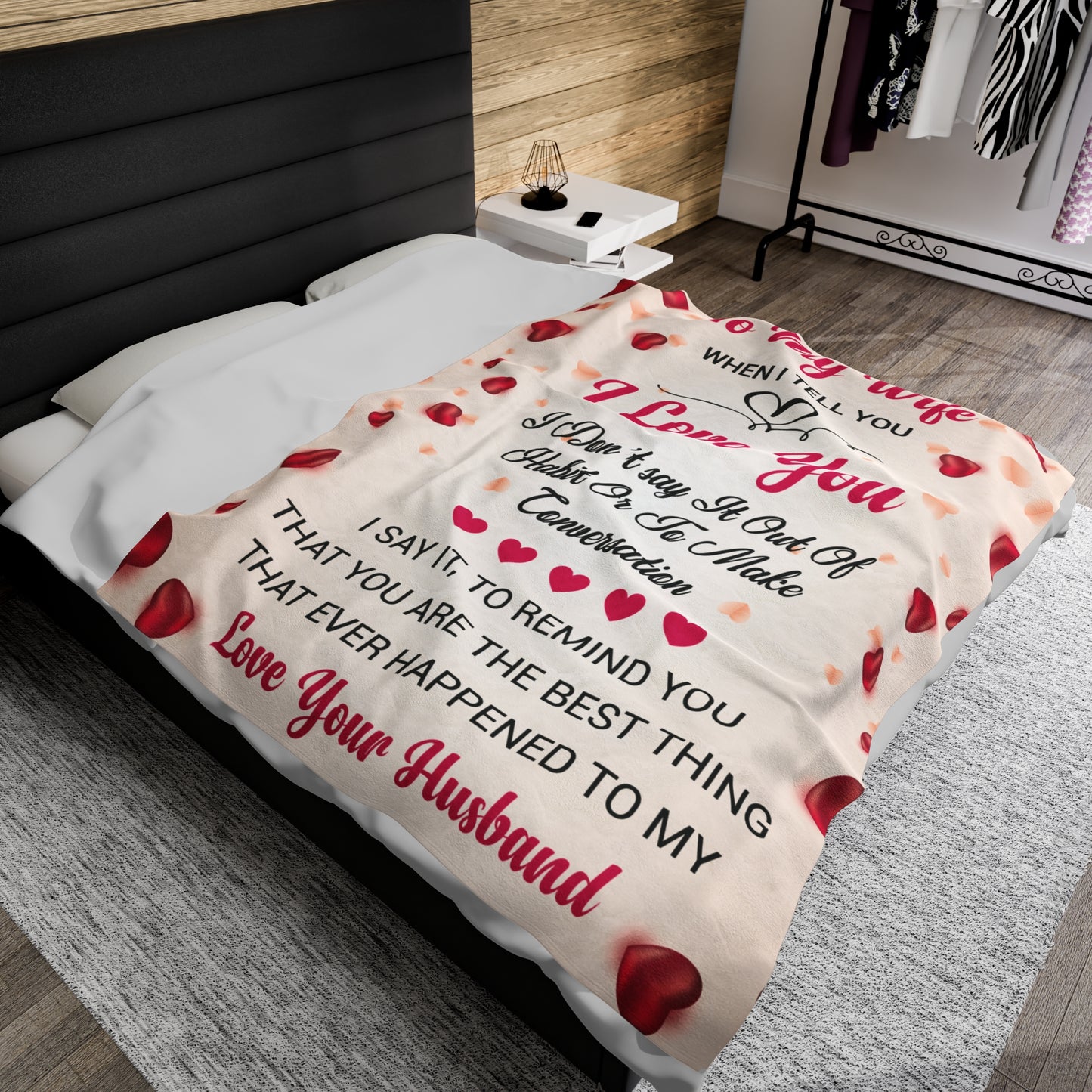 Custom Personalized Velveteen Plush Blanket For My Wife