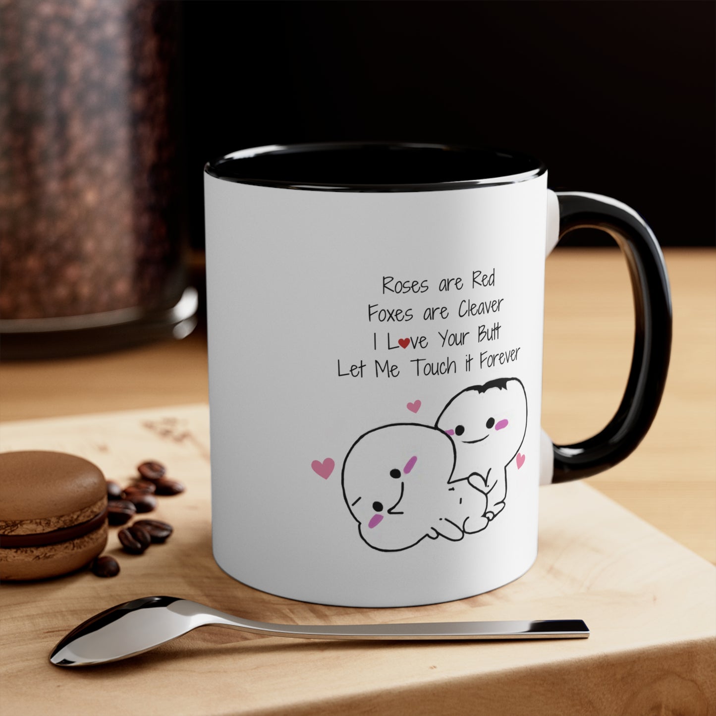 Valentines Day I Love Your Butt, Funny Valentines Day Accent Ceramic Coffee Mug 11oz. Gift for Husband/Wife, Boyfriend/Girlfriend, Fiance