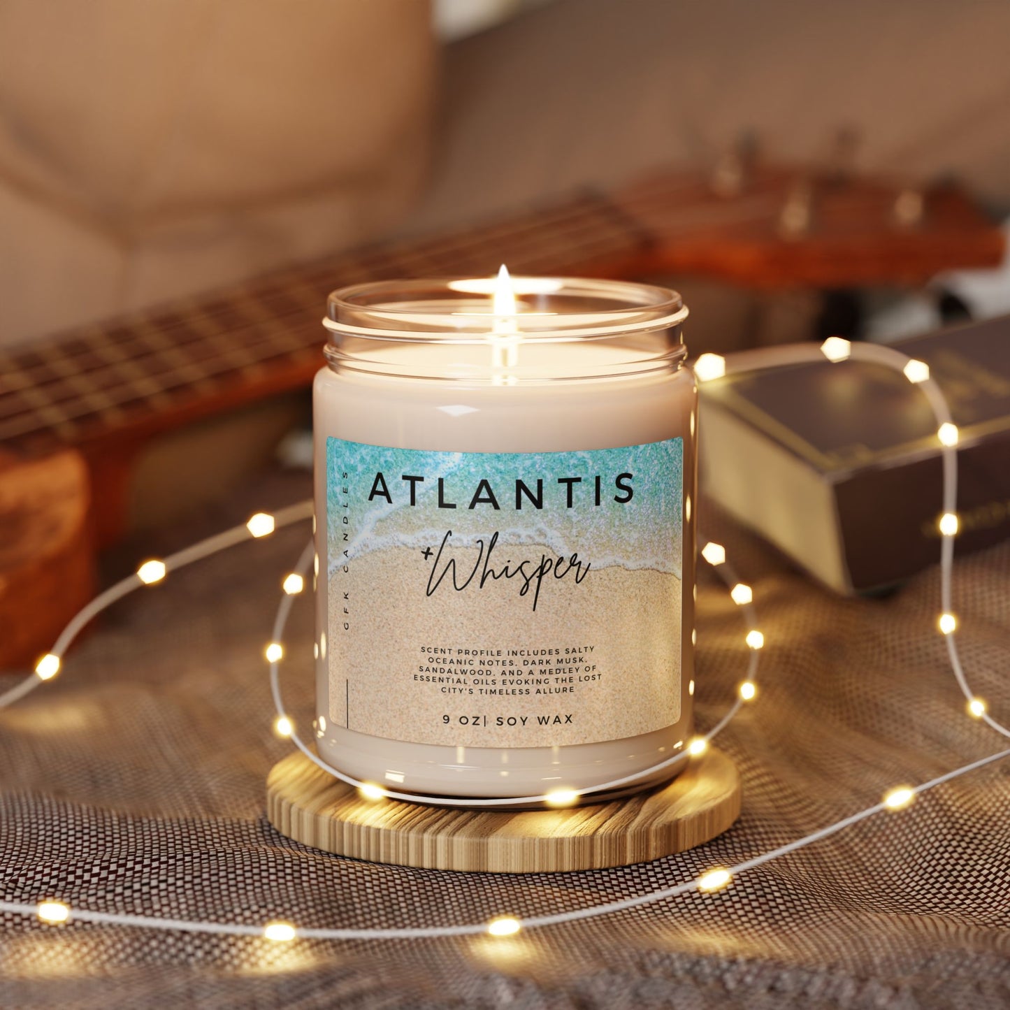 Atlantis Whisper Scented Soy Candle, 9oz
