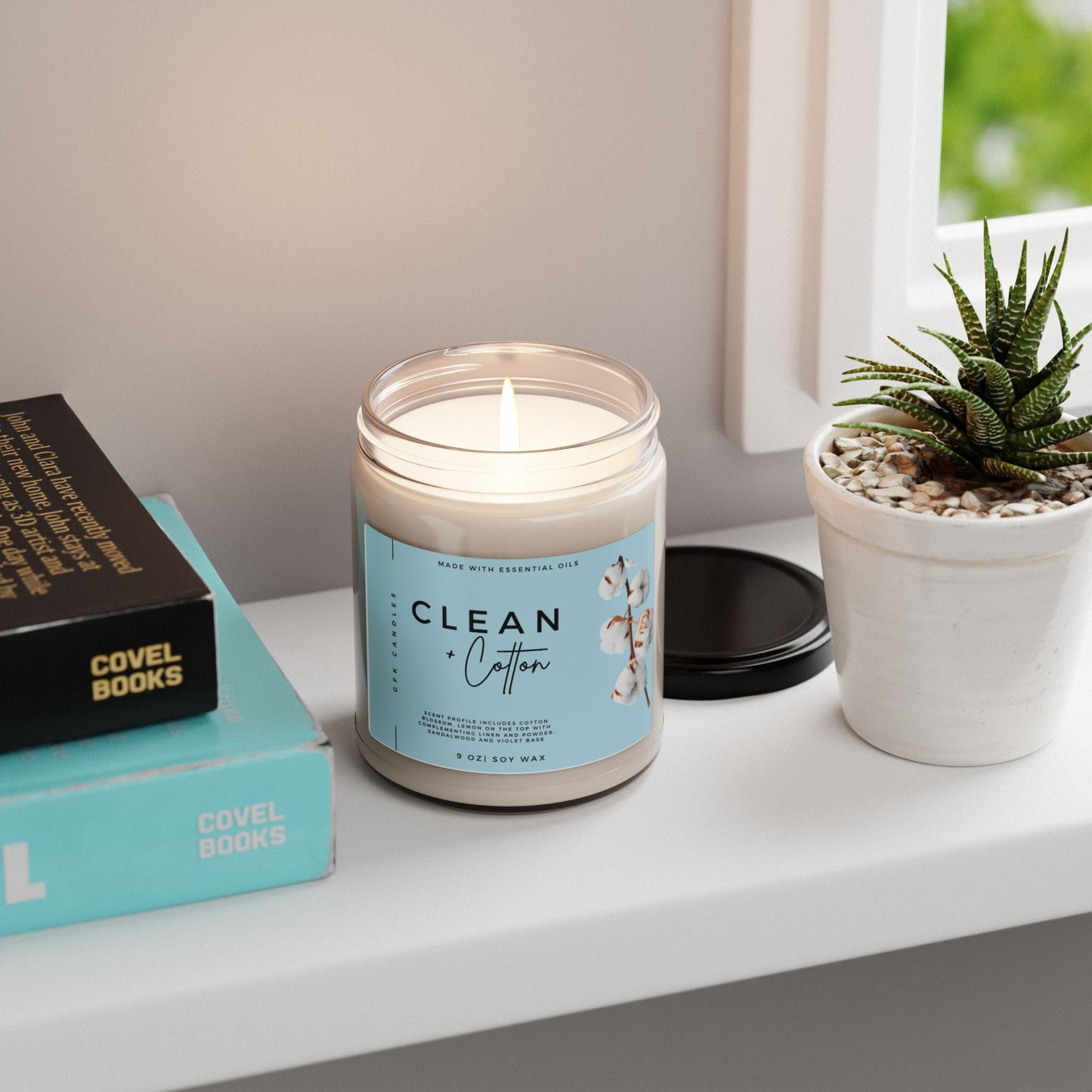 Clean & Cotton Scented Soy Candle, 9oz