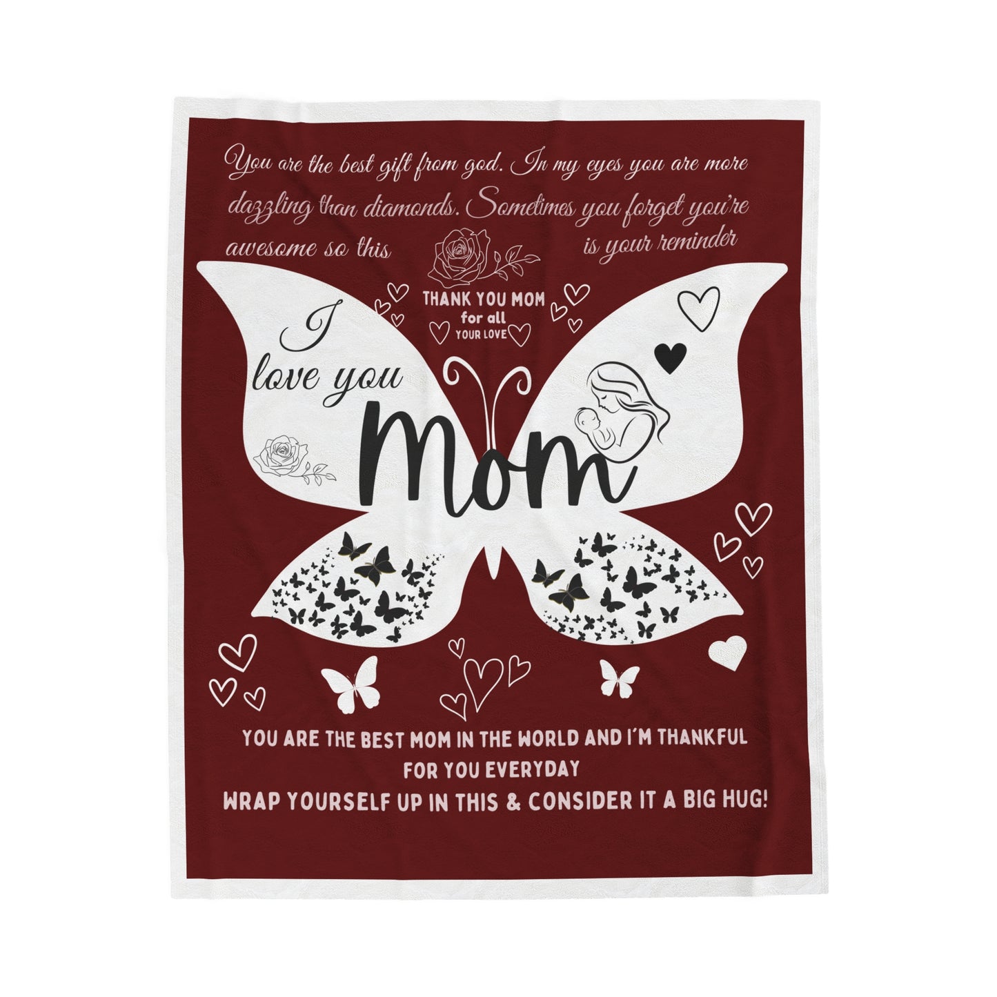 Butterfly Mom Velveteen Plush Blanket