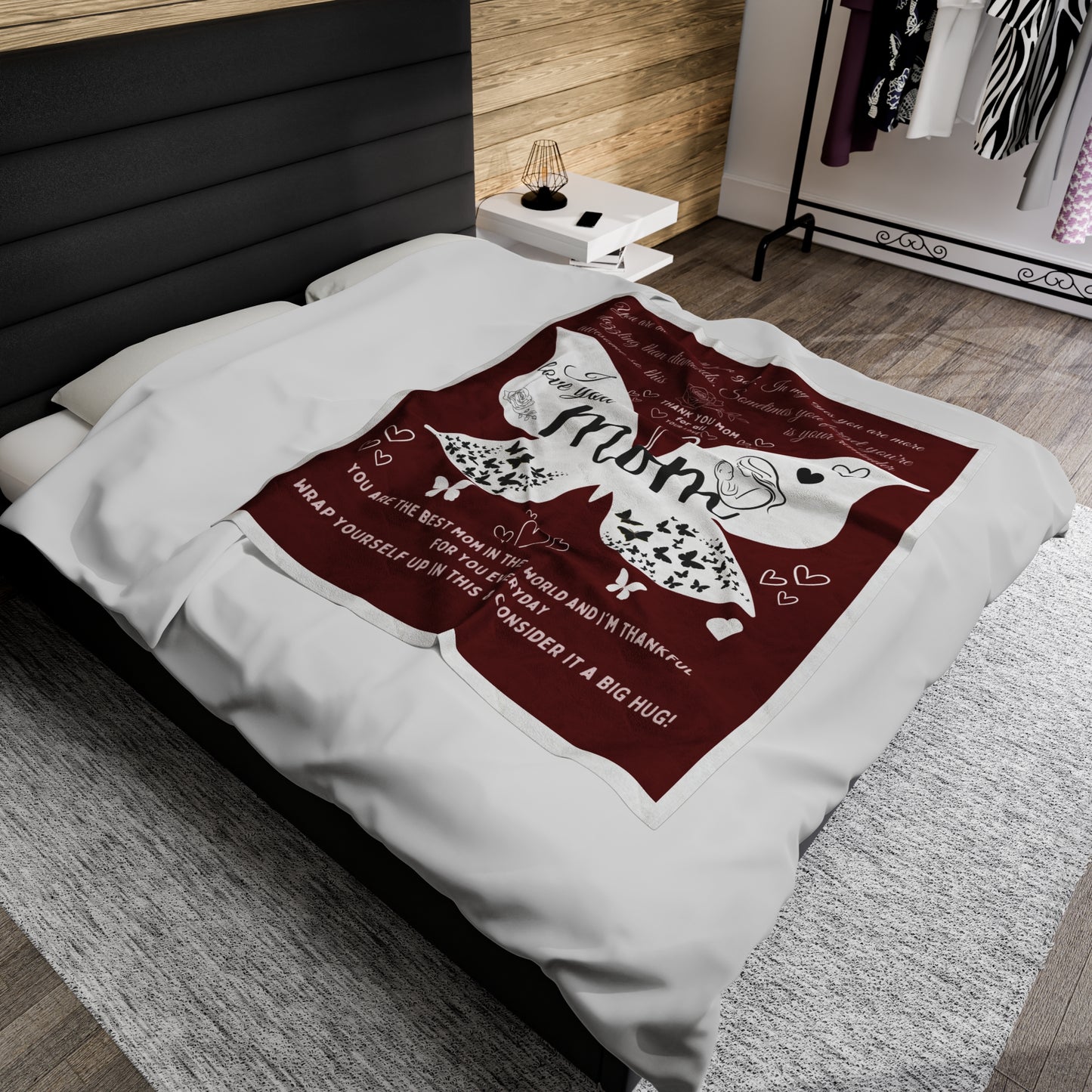 Butterfly Mom Velveteen Plush Blanket