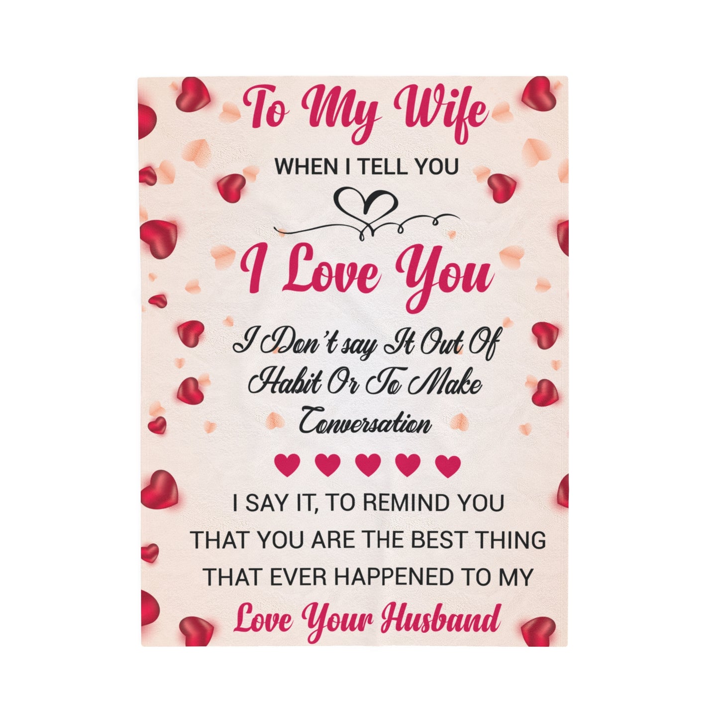 Custom Personalized Velveteen Plush Blanket For My Wife