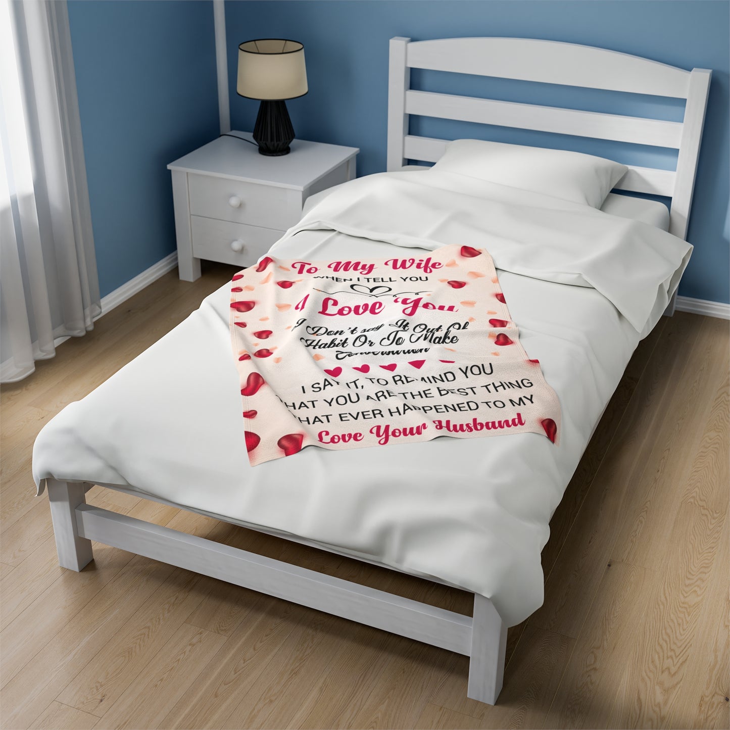 Custom Personalized Velveteen Plush Blanket For My Wife