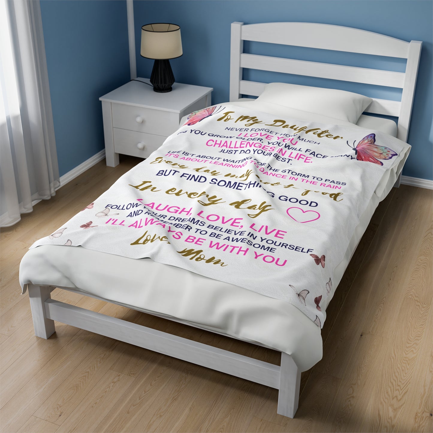 Custom Personalized Velveteen Plush Blanket For My Daughter