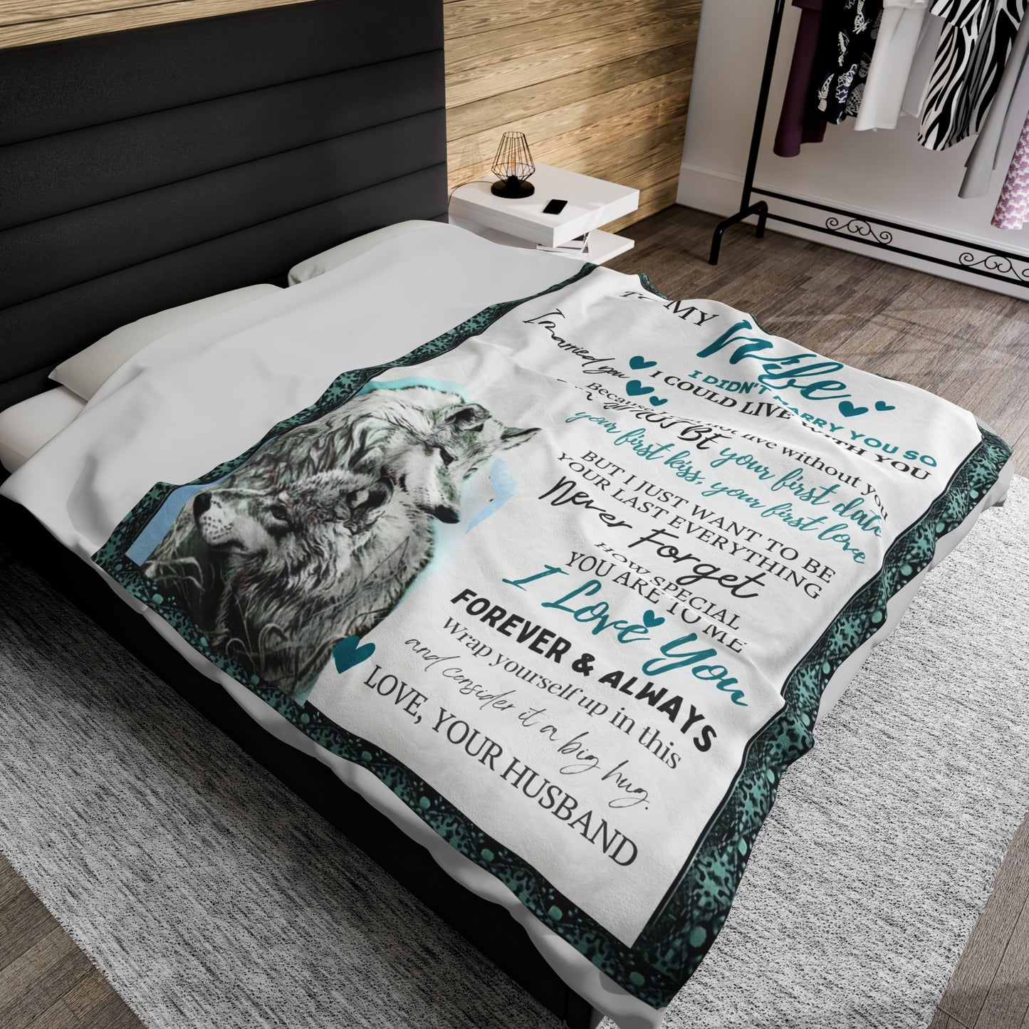 To My Wife White Fox Velveteen Plush Blanket