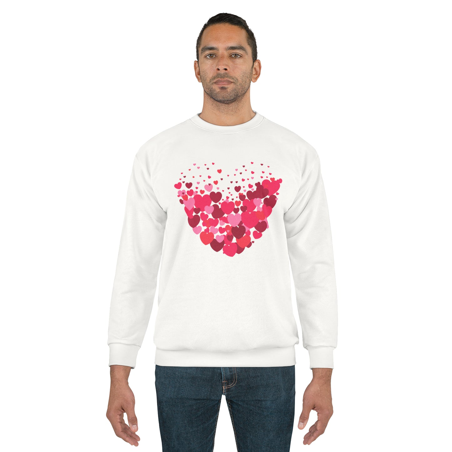Full of hearts sweatshirt, great gift for him or her. Great Valentines Day gift