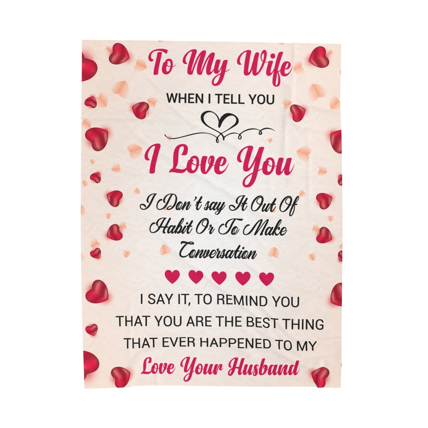 Custom Personalized Velveteen Plush Blanket For My Wife