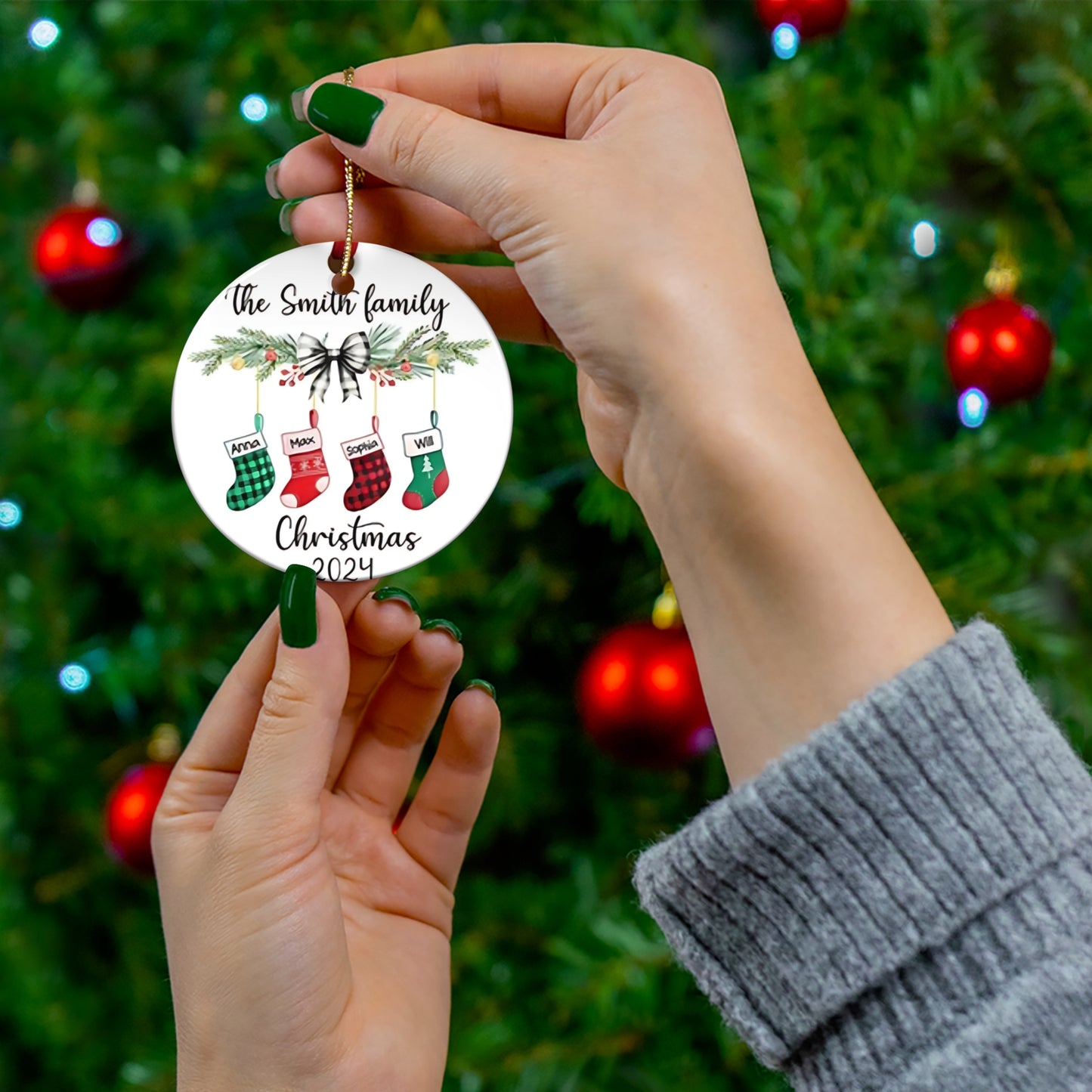 1st Christmas Family of 4 Custom Personalized Ornament