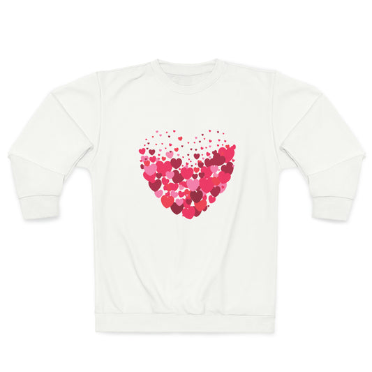 Full of hearts sweatshirt, great gift for him or her. Great Valentines Day gift