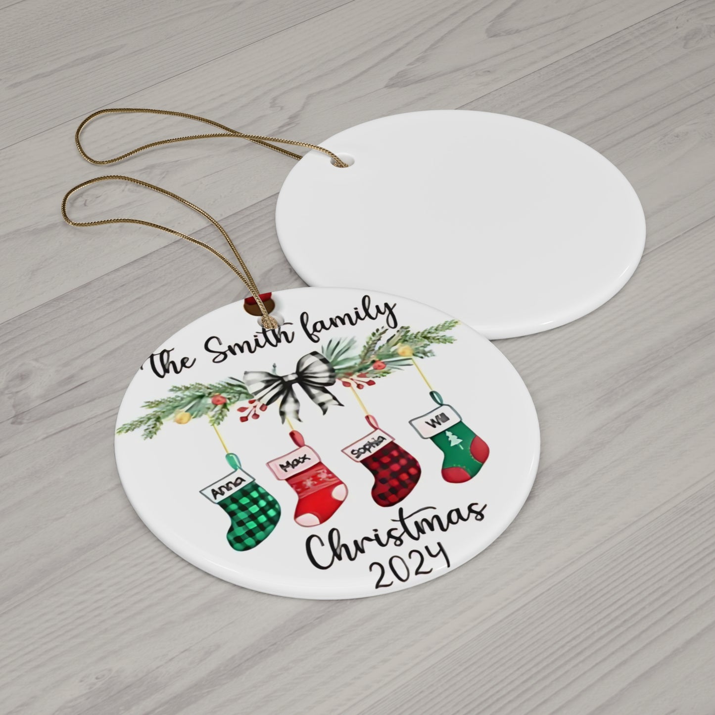 1st Christmas Family of 4 Custom Personalized Ornament