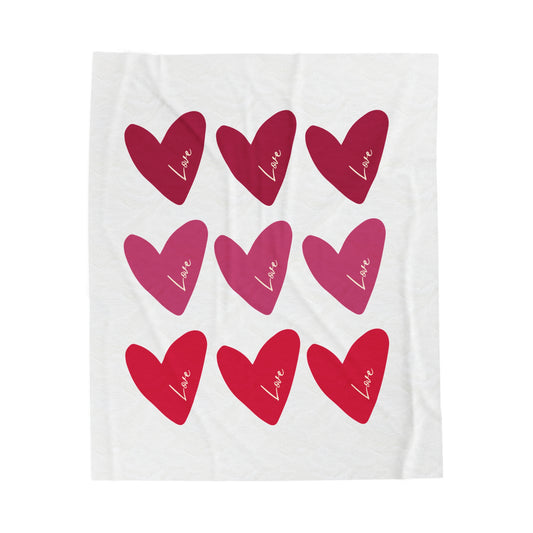 Pink Love Velveteen Plush Blanket