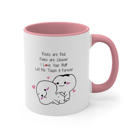 I Love Your Butt, Funny Valentines Day Accent Ceramic Coffee Mug 11oz. Gift for Husband/Wife, Boyfriend/Girlfriend, Fiance