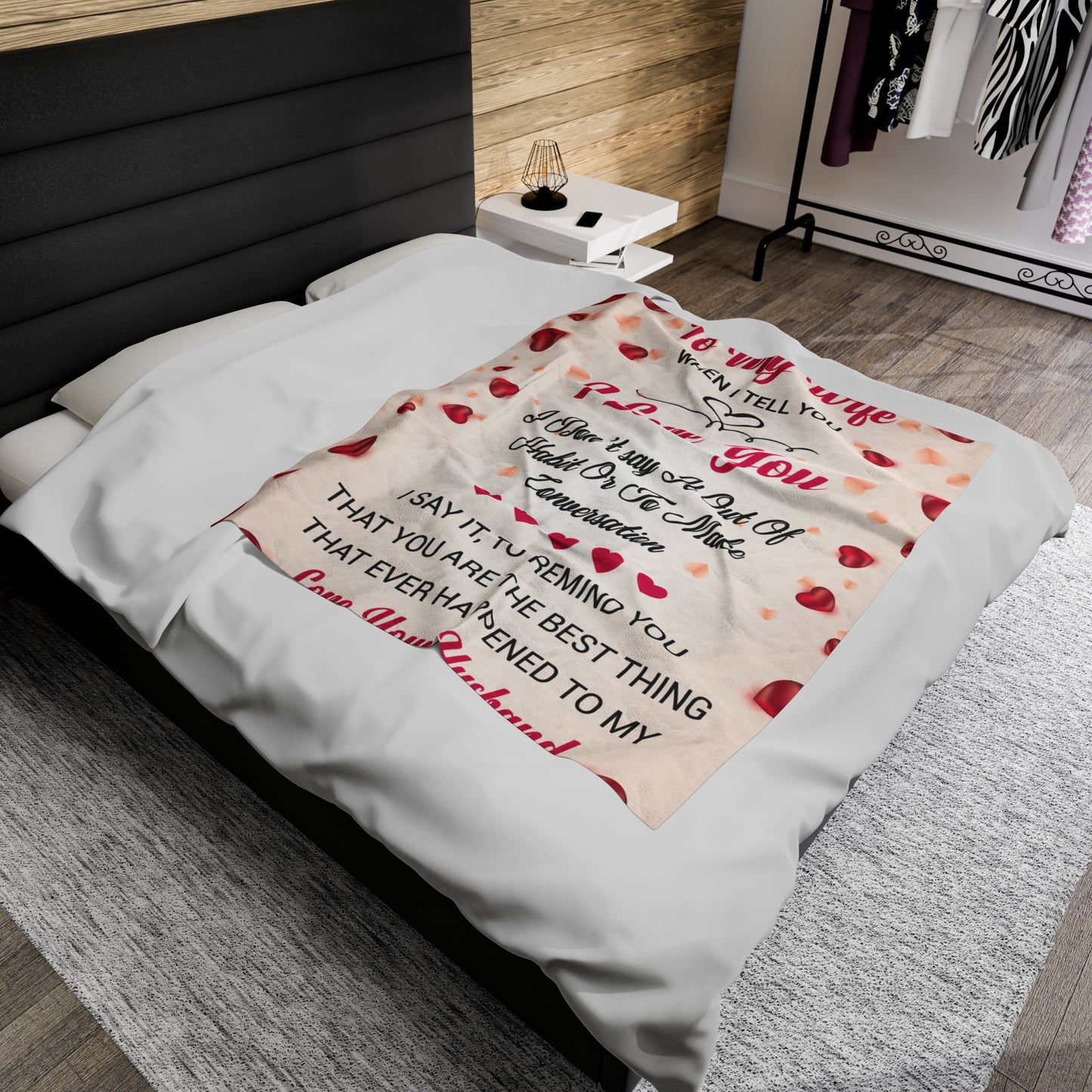 Custom Personalized Velveteen Plush Blanket For My Wife