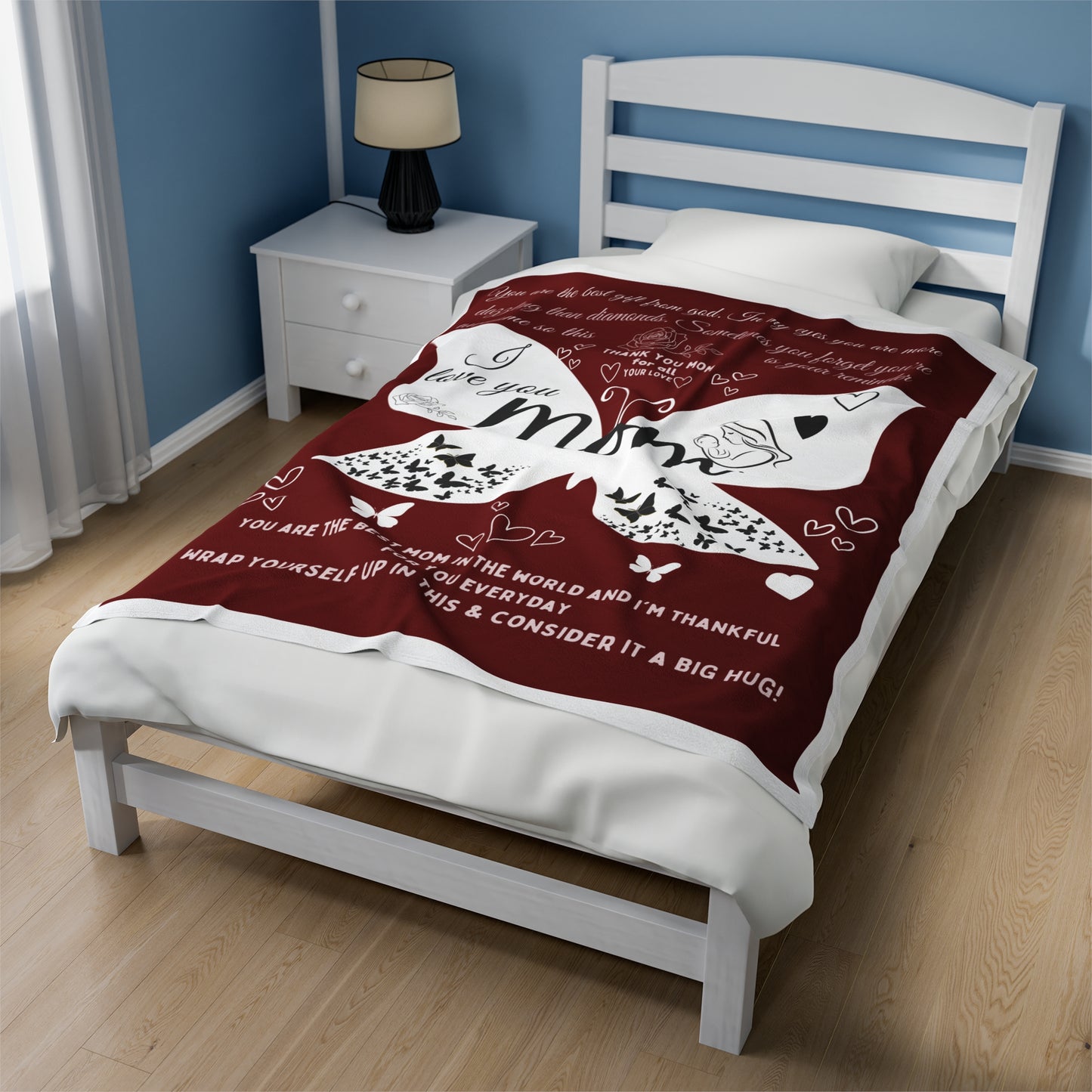 Butterfly Mom Velveteen Plush Blanket