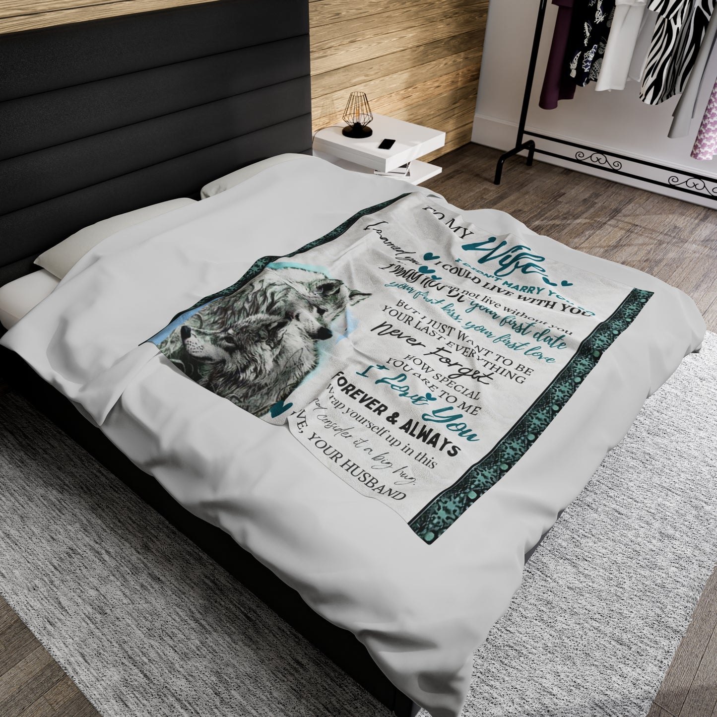 To My Wife White Fox Velveteen Plush Blanket
