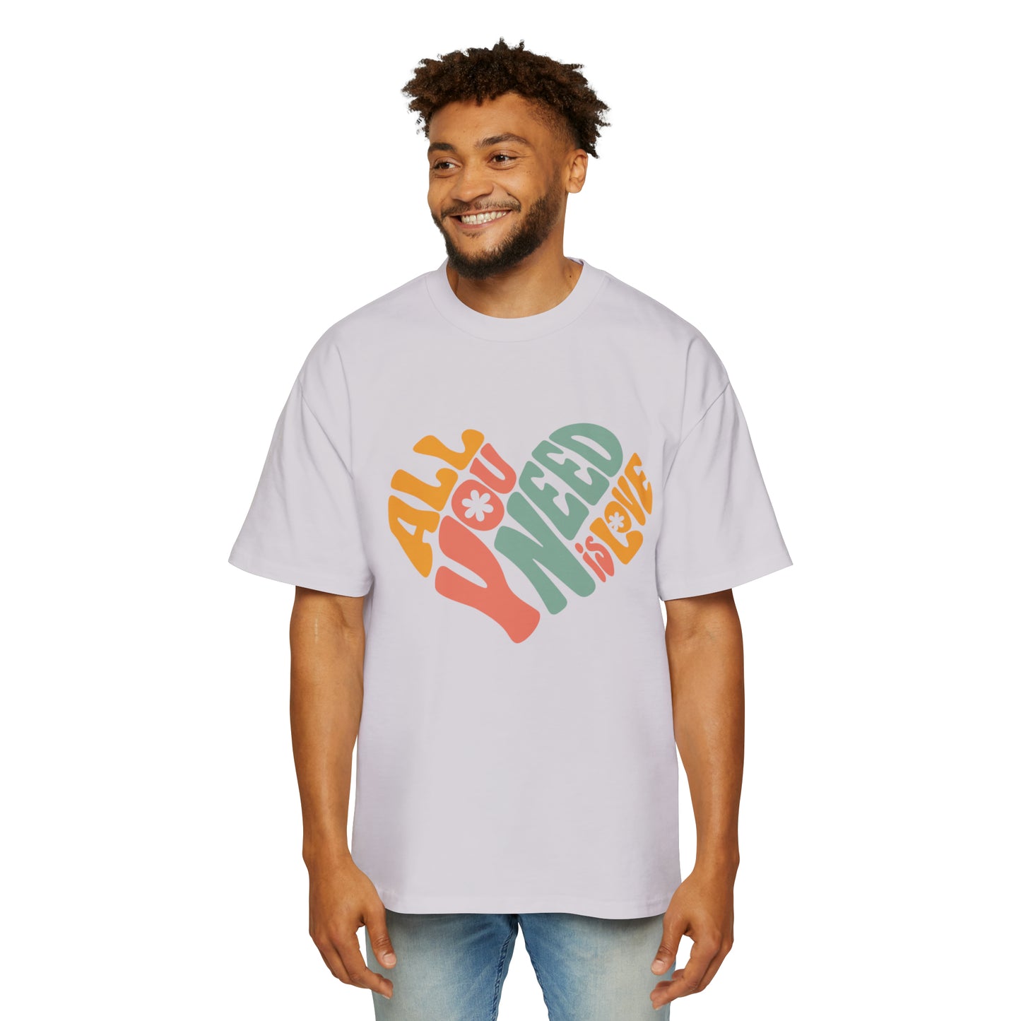All You Need is Love Heavy Oversized Tee great gift for him or her. Great gift for Valentines Day, Birthdays or just because.