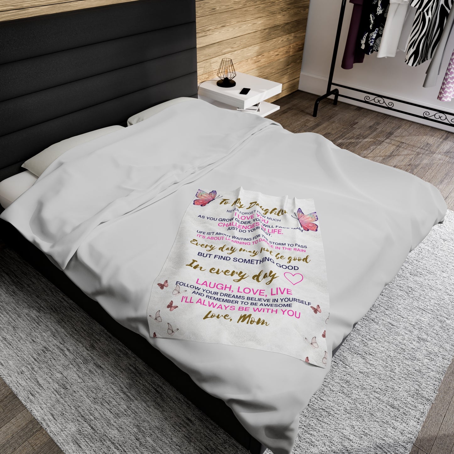 Custom Personalized Velveteen Plush Blanket For My Daughter
