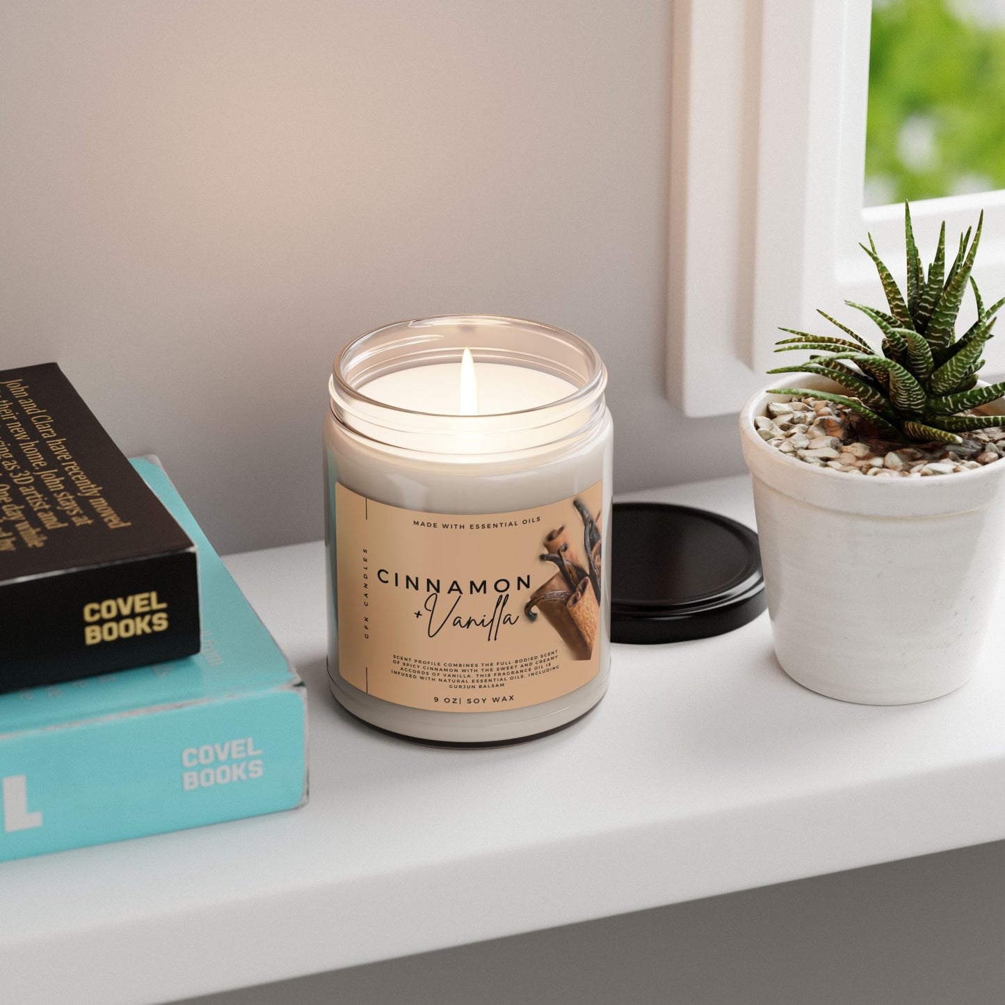 Cinnamon Vanilla Scented Soy Candle, 9oz