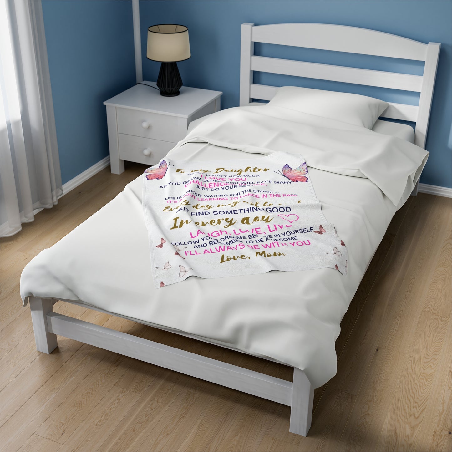 Custom Personalized Velveteen Plush Blanket For My Daughter