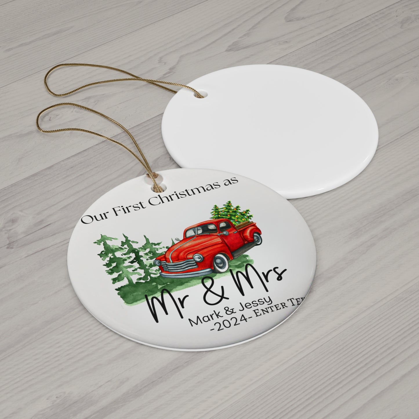 Custom Personalized Christmas Ornament Red Truck
