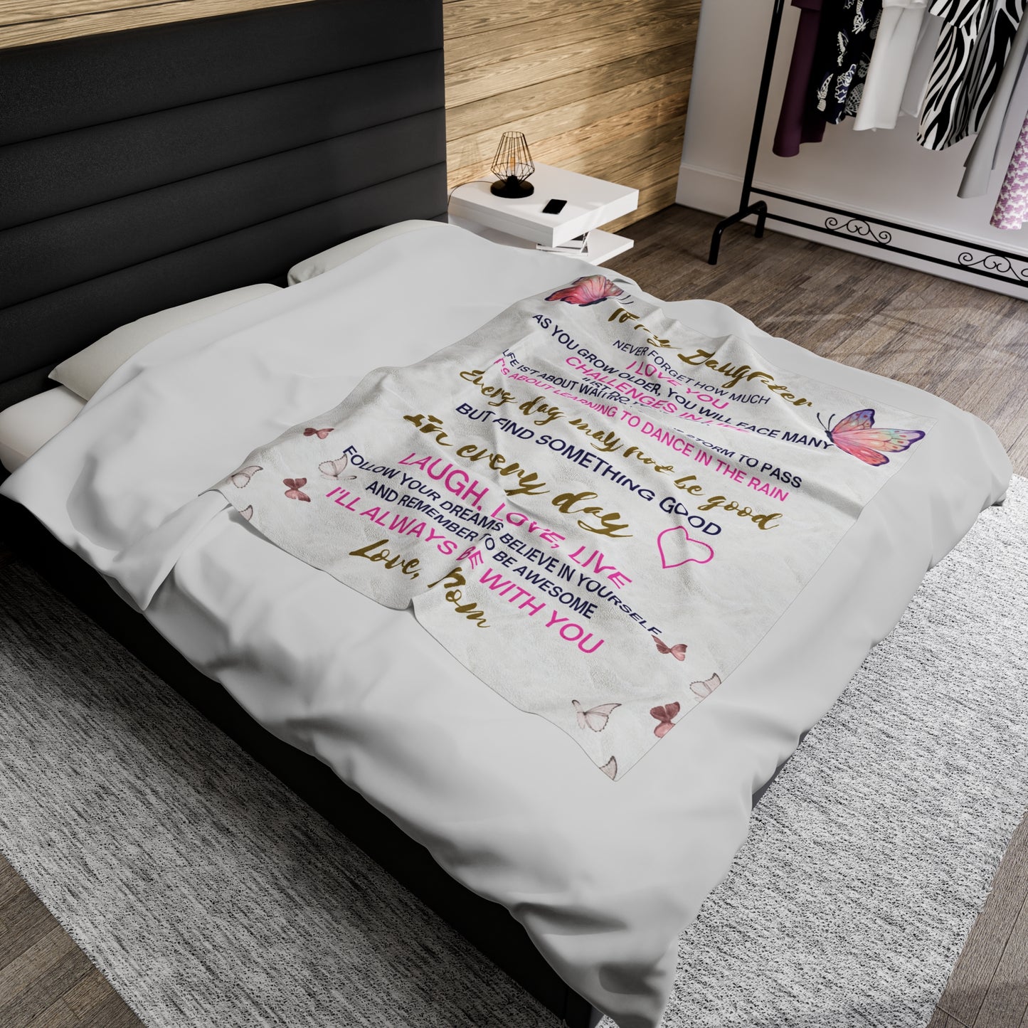 Custom Personalized Velveteen Plush Blanket For My Daughter