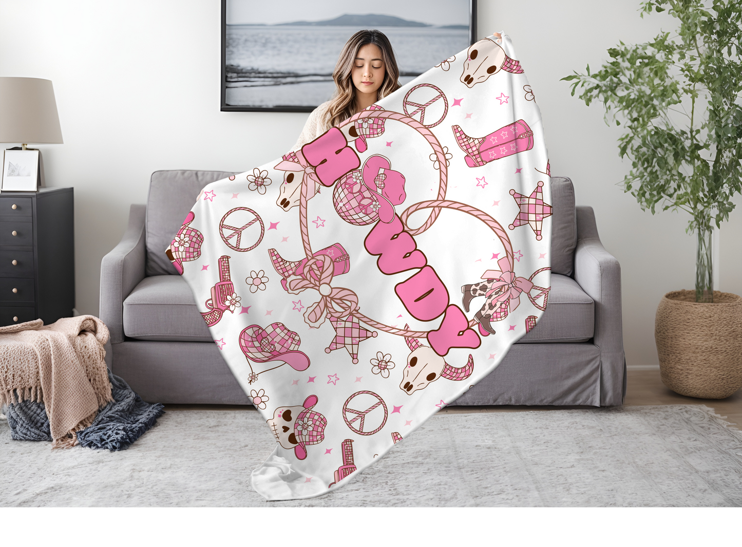 Custom Personalized Velveteen Plush Blanket Howdy