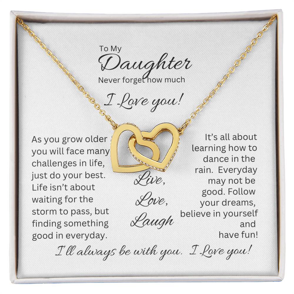 9A98C9C0-ADAC-4106-8818-17D027DEA2A4 To My Daughter | Interlocking Heart Necklace