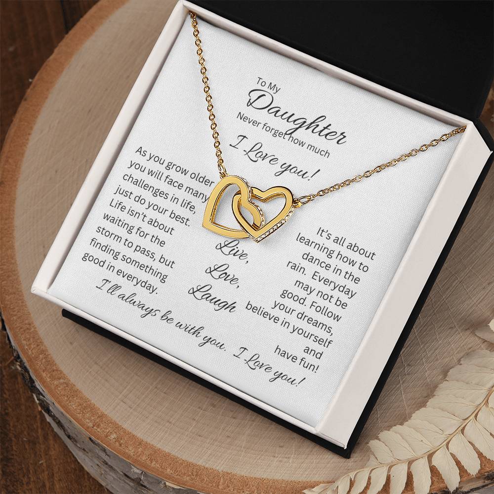 9A98C9C0-ADAC-4106-8818-17D027DEA2A4 To My Daughter | Interlocking Heart Necklace