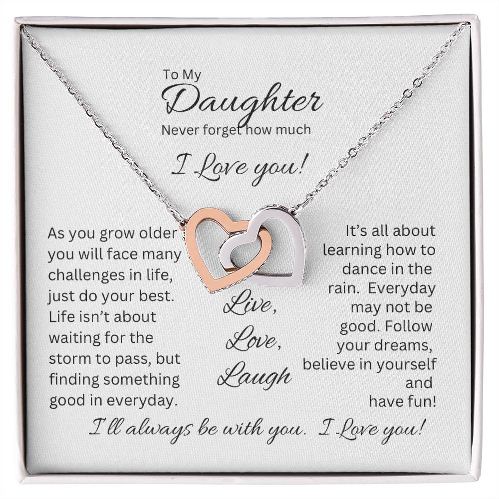 9A98C9C0-ADAC-4106-8818-17D027DEA2A4 To My Daughter | Interlocking Heart Necklace