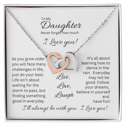9A98C9C0-ADAC-4106-8818-17D027DEA2A4 To My Daughter | Interlocking Heart Necklace