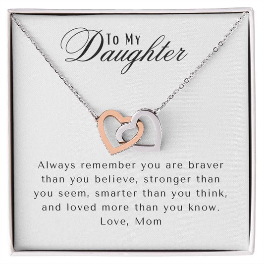 DC38FCC4-C686-452C-93D6-63990877B04A To My Daughter | Interlocking Heart Necklace