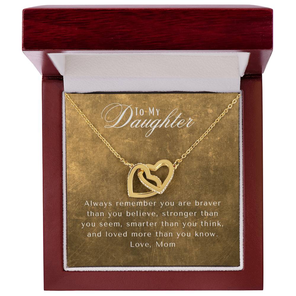 FE22B75A-B820-48DD-9E18-4B52FF2B08F7 To My Daughter | Interlocking Heart Necklace