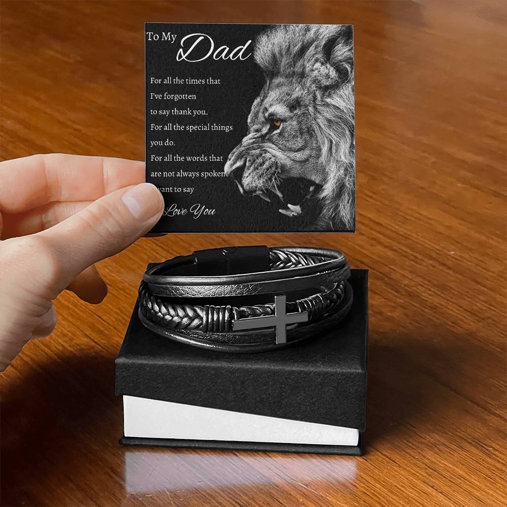 To My Dad Bracelet- Lion Leather band