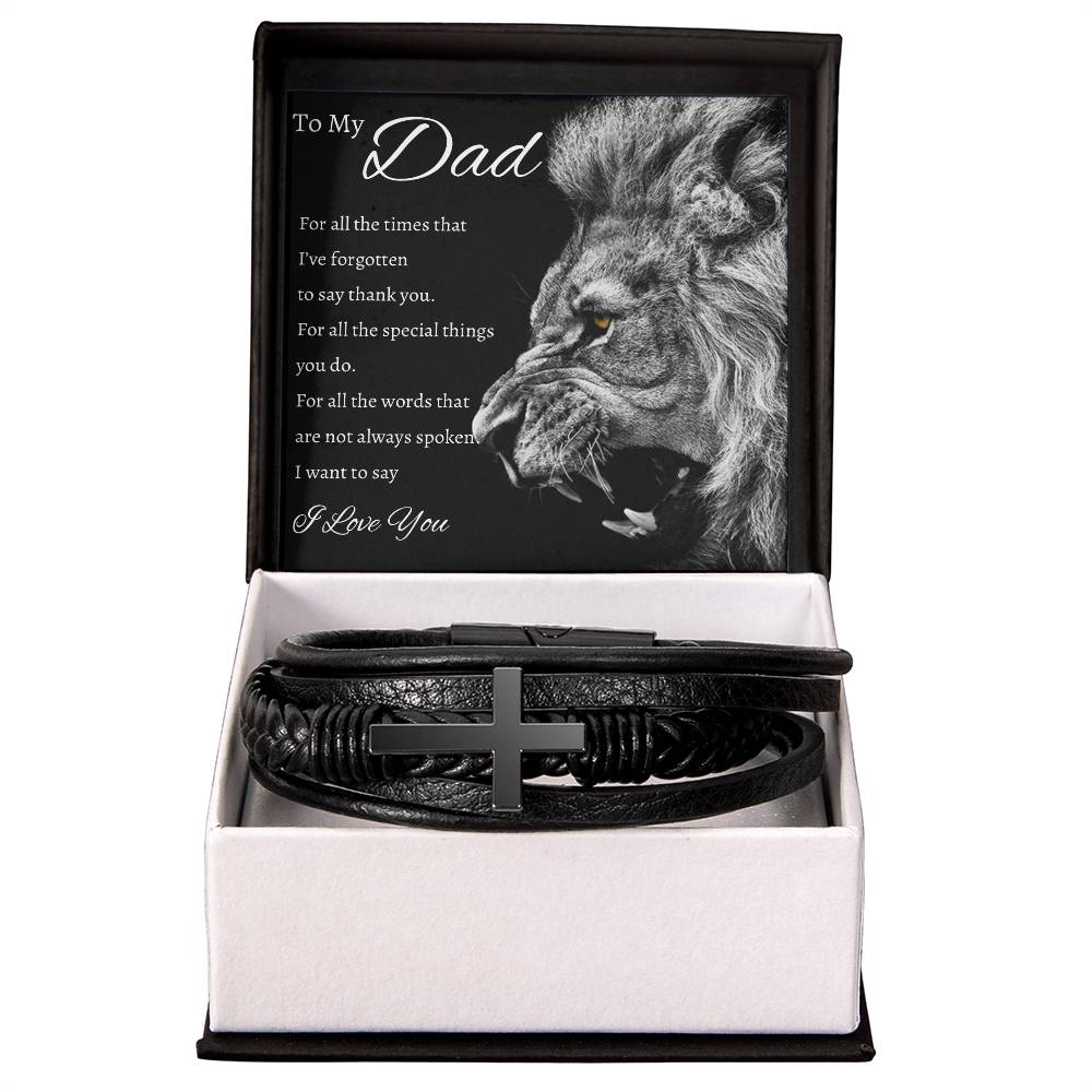 To My Dad Bracelet- Lion Leather band