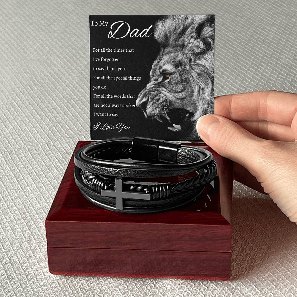 To My Dad Bracelet- Lion Leather band
