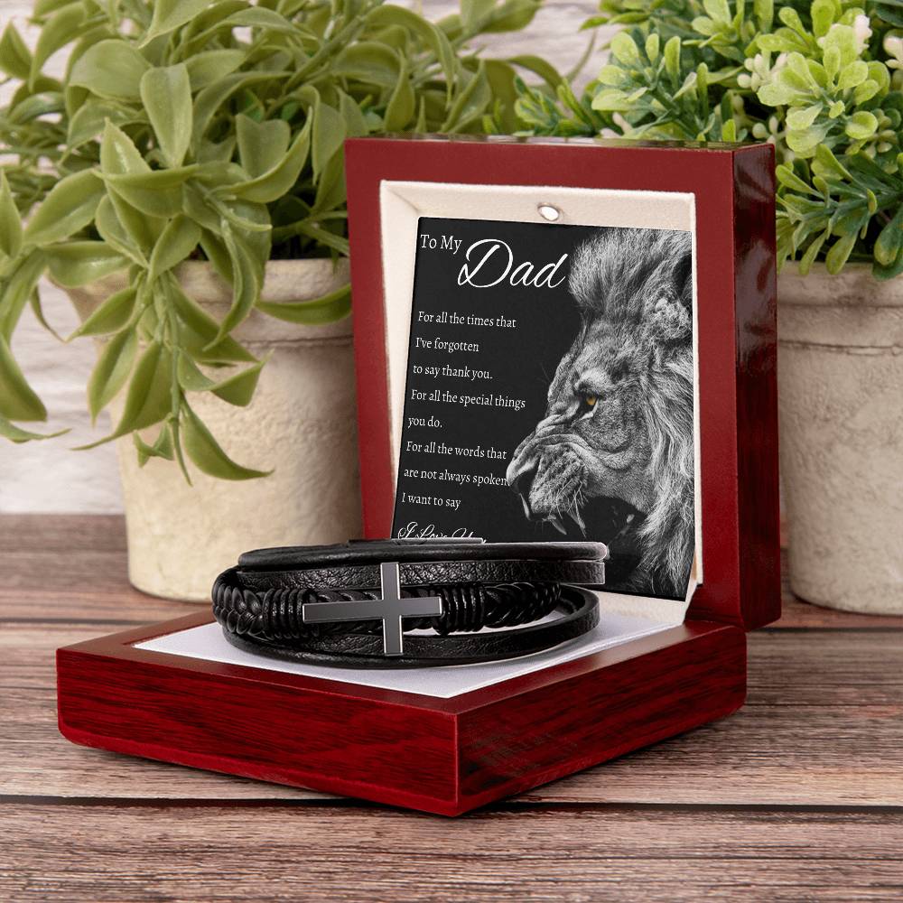 To My Dad Bracelet- Lion Leather band