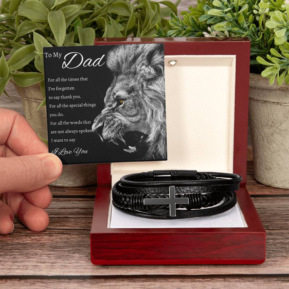 To My Dad Bracelet- Lion Leather band