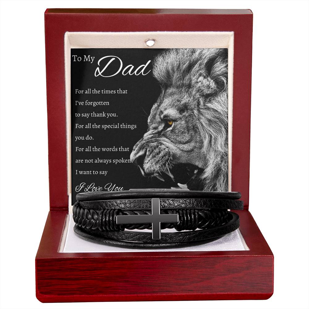 To My Dad Bracelet- Lion Leather band