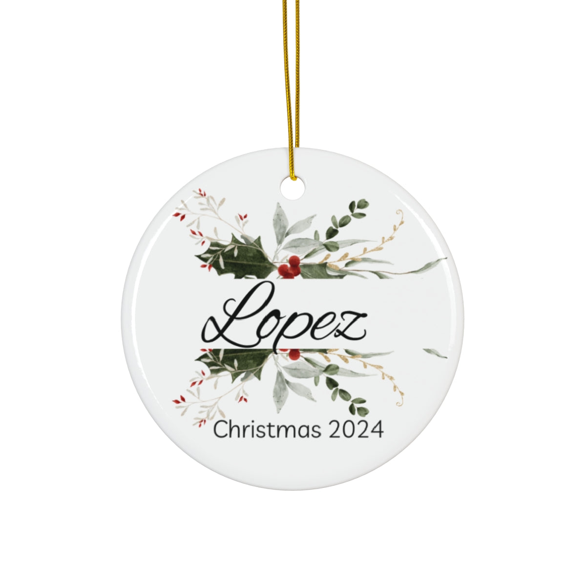 Custom Personalized Christmas Ceramic Ornament Surname