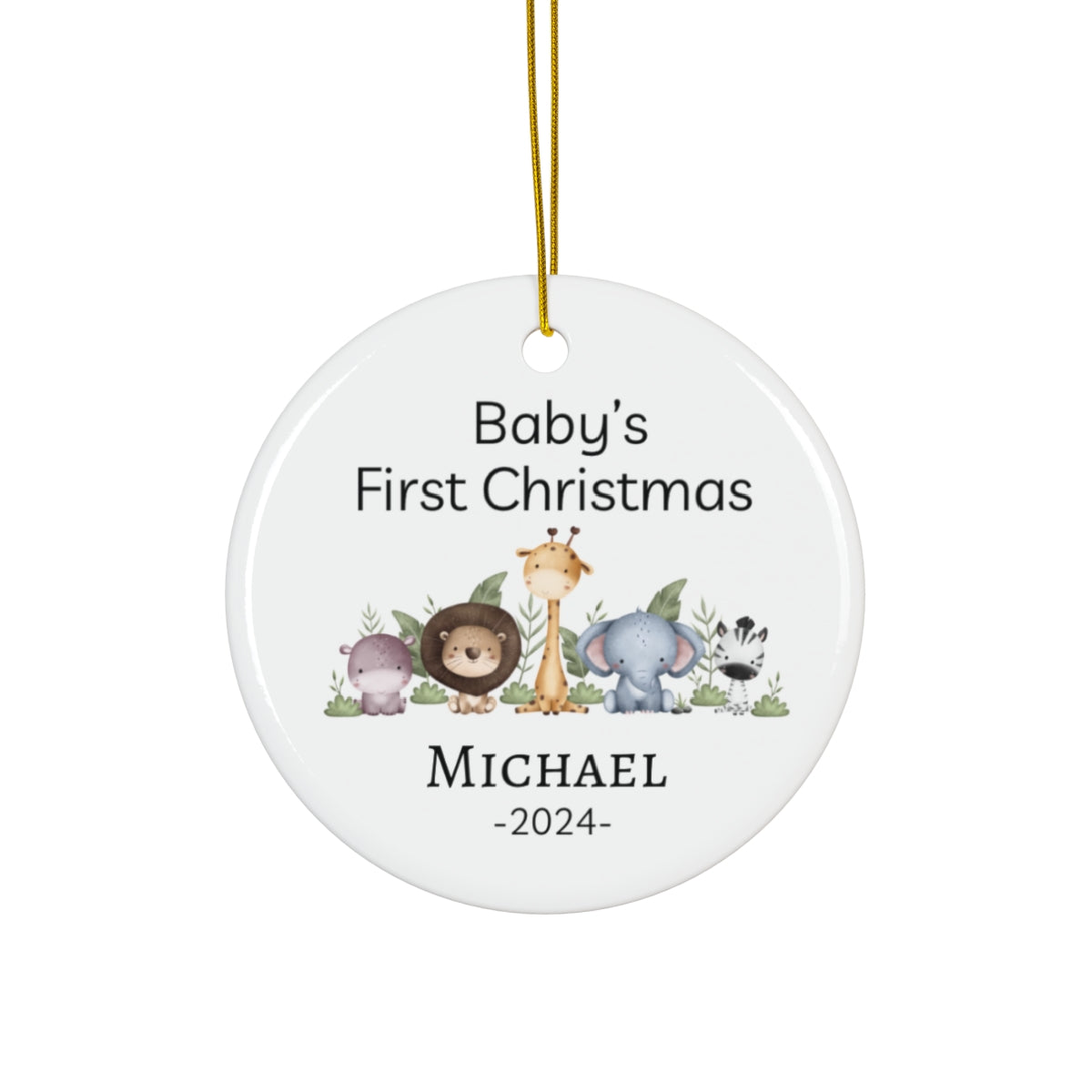 Custom Personalized Christmas Ceramic Ornament Baby Giraffe