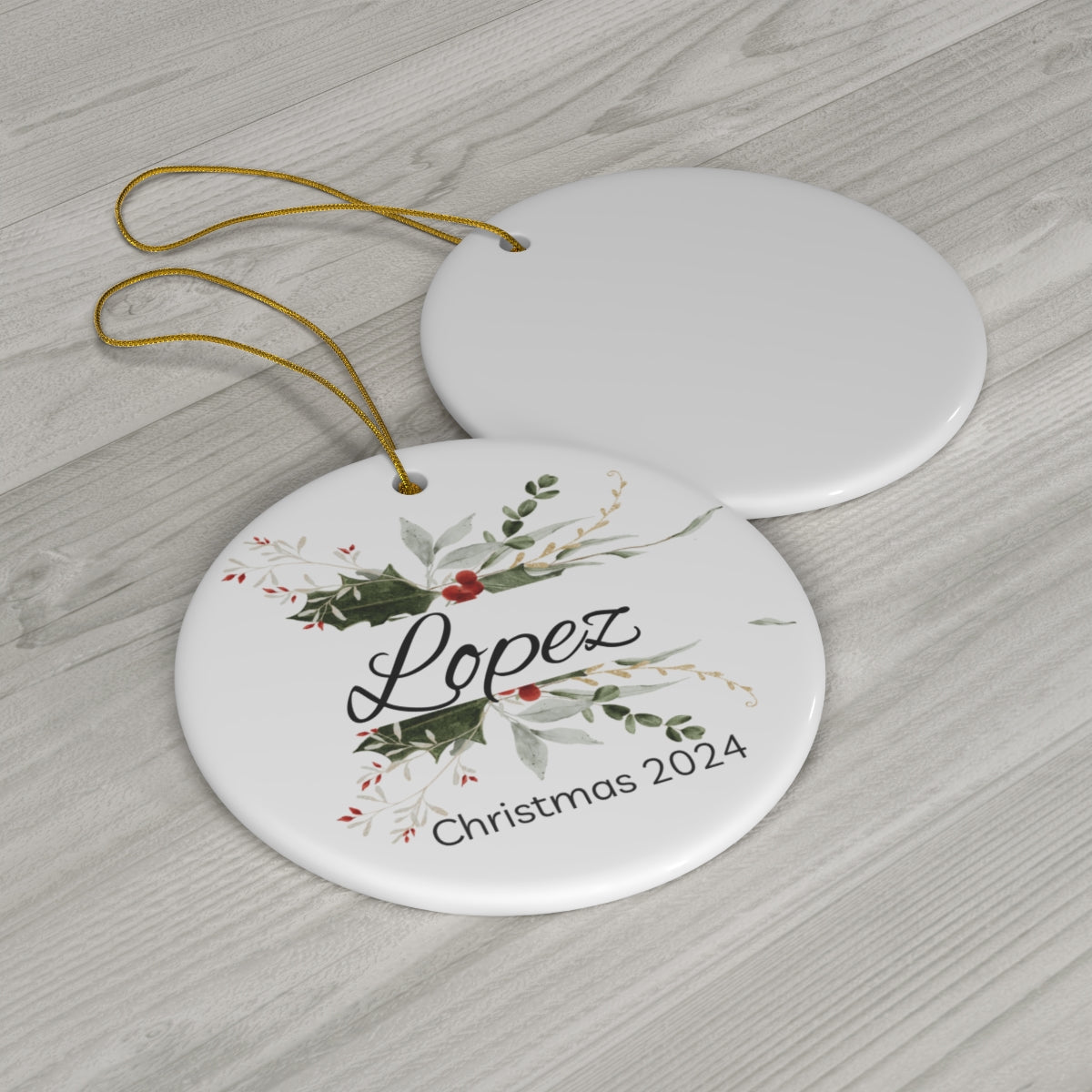Custom Personalized Christmas Ceramic Ornament Surname
