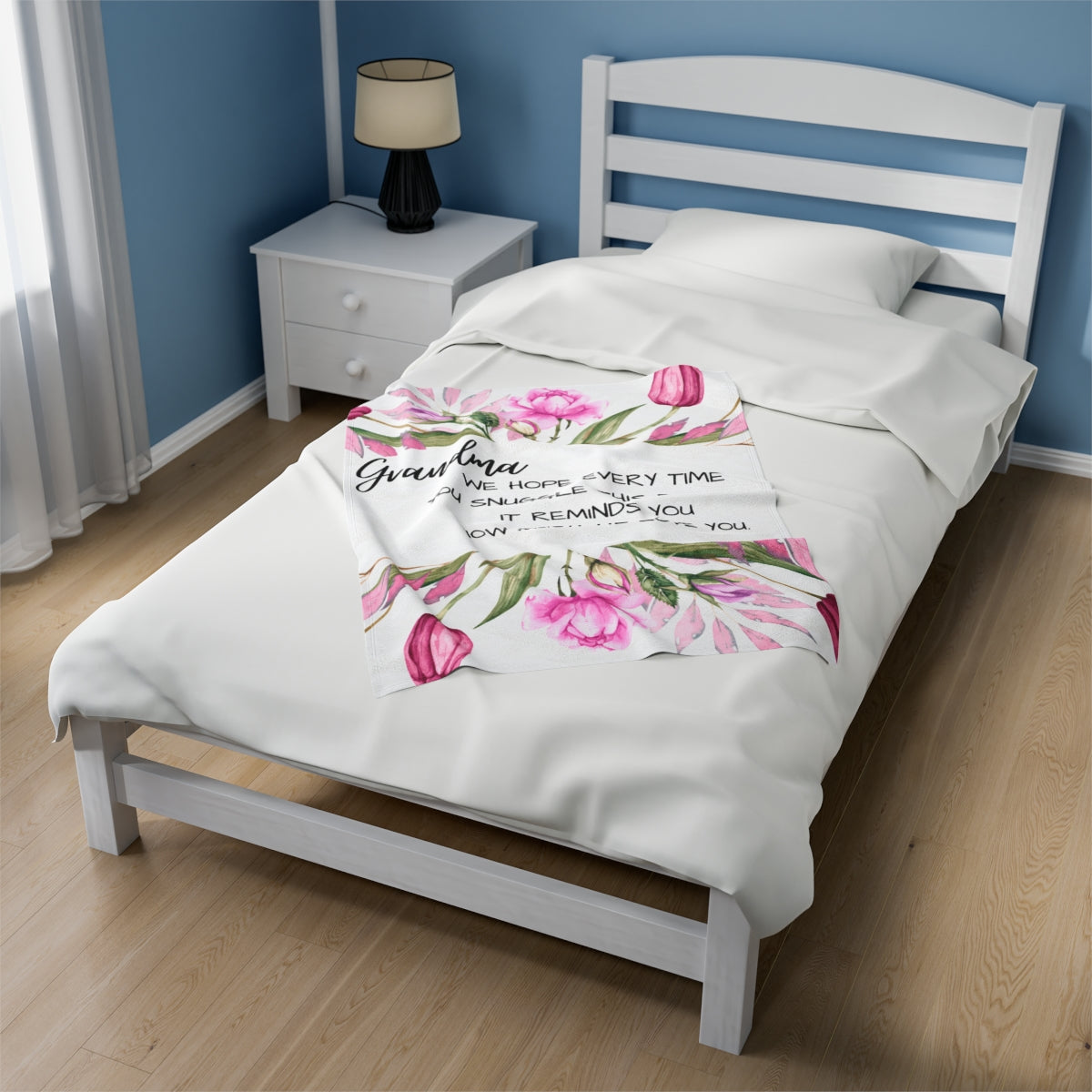 Custom Personalized Velveteen Plush Blanket Grandma Tulips