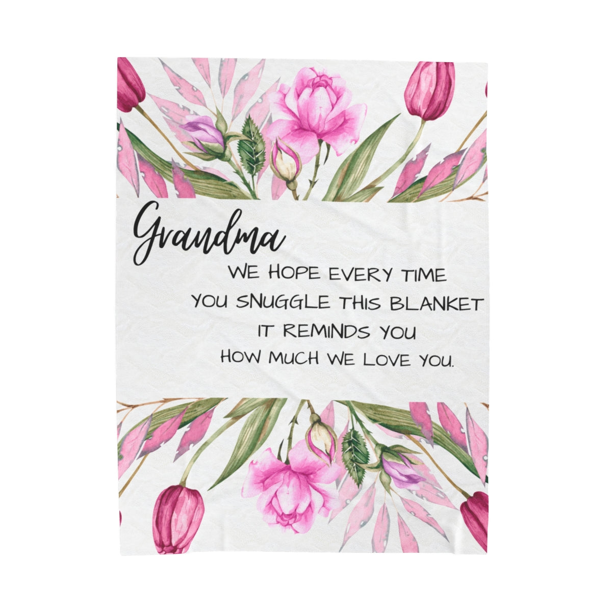 Custom Personalized Velveteen Plush Blanket Grandma Tulips