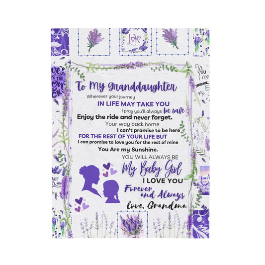 To My Grandaughter Custom Personalized Velveteen Plush Blanket