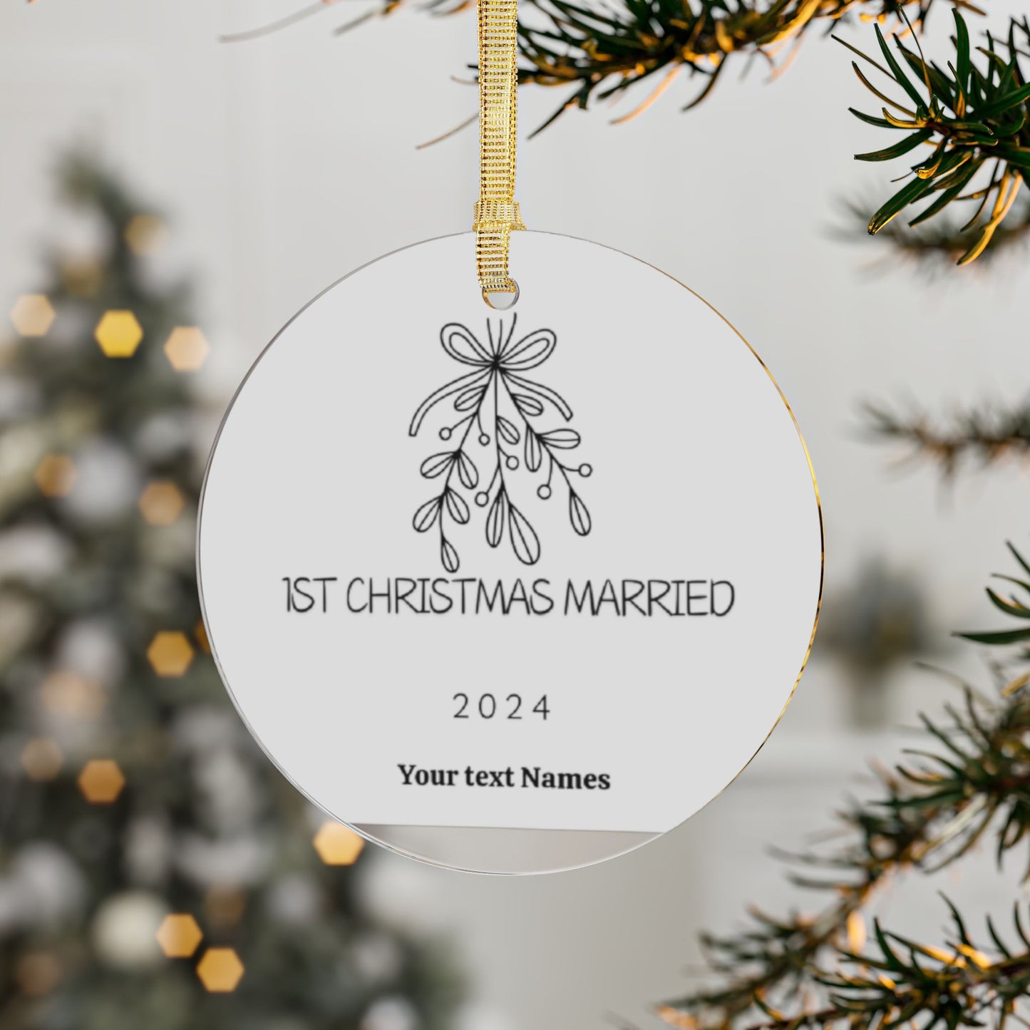 1st Christmas Married Custom Personalized Acrylic Ornament